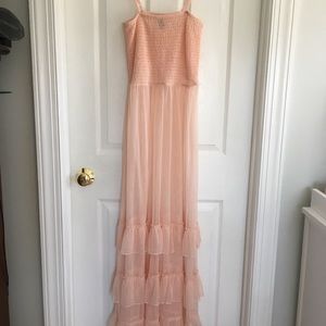 Ruffled Blush Dress. See through. Intimate gown.